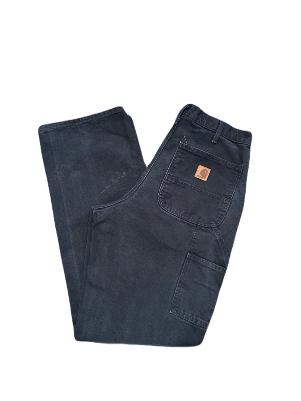 Carhartt Carpenter work Canvas pants Paint Splattered Faded B11 Black 32X33